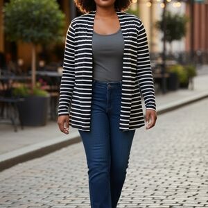 Striped Black and White Women's Top